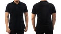 Blank collared shirt mock up template, front and back view, Asian male model wearing plain black t-shirt isolated on white Royalty Free Stock Photo