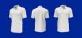 Blank collared shirt mockup, front, side and back views