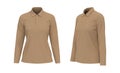 Blank collared shirt mockup, front and side views