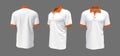 Blank collared shirt mockup, front, side and back views