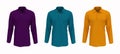 Blank collared shirt mockup, front, side and back views, tee design presentation for print, 3d illustration Royalty Free Stock Photo