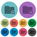 Color folder settings flat icon set on round background Royalty Free Stock Photo