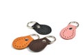 Blank color leather key chain collection on isolated background with clipping path Royalty Free Stock Photo