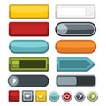 Blank color web buttons icons set, flat style Royalty Free Stock Photo