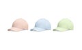 Blank colored baseball cap mockup, half-turned view