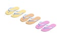 Blank colored beach slippers mockup, side view