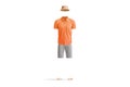 Blank colored casual summer costume for beach mockup, front view