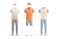 Blank colored casual summer costume mockup set, front view