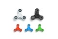 Blank colored fidget spinners mock up, top view