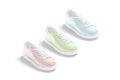 Blank colored leather sneakers with lace mockup, isolated