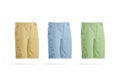 Blank colored men shorts mockup, side view