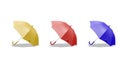 Blank colored open umbrella mockup set lying, looped rotation
