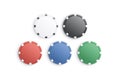 Blank colored plastic round chips mockup, top view