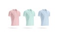 Blank colored polo shirt mockup set, side view