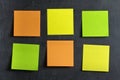 Blank Colored Postits Post-its Blackboard Royalty Free Stock Photo
