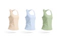 Blank colored women racerback tank top mockup, side view Royalty Free Stock Photo