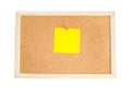 Blank colorful notes pinned on cork wood notice board isolate on Royalty Free Stock Photo