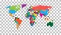 Blank colorful world map on isolated background. World map vector template for website, infographics, design. Flat earth world ma Royalty Free Stock Photo