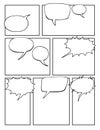 Blank Comic Book, Mock up with empty speech bubbles