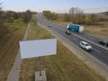 Blank commercial advertising billboard. Aerial view. Drone