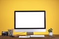 Blank Computer Screen on Yellow