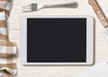 Blank cooking recipe notes on tablet pc