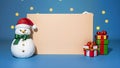 blank copy space banner with snowman and gift box decoration ai generated Royalty Free Stock Photo