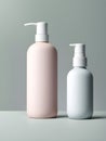 Blank cosmetic bottles, pastel hues