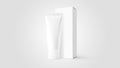 Blank cosmetic packaging mockup: tube and box Royalty Free Stock Photo