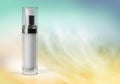 Blank cosmetic pump top silver bottle isolated