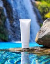 Blank Cosmetic Tube mockup by a Waterfall