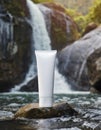 Blank Cosmetic Tube mockup by a Waterfall