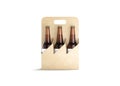 Blank craft cardboard holder for glass beer bottle mock up, Royalty Free Stock Photo