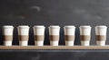 Blank craft coffee cups with white carrier.generative ai