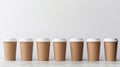 Blank craft coffee cups with white carrier.generative ai