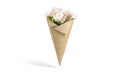 Blank craft flowers packaging cone wrap mockup, front view Royalty Free Stock Photo
