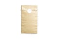 Blank craft rectangle paper bag with sticker mockup, top view