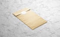 Blank craft square paper bag with sticker mockup