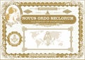 Horizontal Masonic document. A4 format. gold