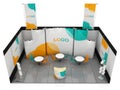 Blank creative exhibition stand design. Booth template. 3D render