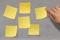 Blank crumpled sticky note paper on texture wall