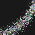 Blank curved abstract scattered confetti circle background