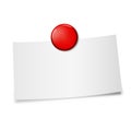 Blank curved business card fixed by red pin magnet