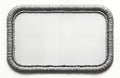 Blank customizable rectangular patch template with metallic silver border. Ideal for embroidery iron-on digital applications.