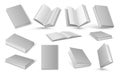 Blank 3d book with paper sheets, booklets or magazines with hardcover. Realistic flying open empty textbook. White Royalty Free Stock Photo