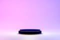 Blank dark blue cylinder podium in  studio with red and purple LED light Royalty Free Stock Photo