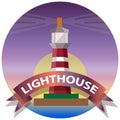 Lighthouse Badge and Emblem Logo Sign Vector Illustration