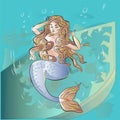 2D Beautiful Cartoon Fairy Tale Mermaid Vector Illustration Royalty Free Stock Photo