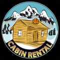 Mountain Cabin Rental Badge and Emblem Vector Illustration