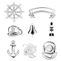 Nautical and Marine Icon Set Vector Symbols Royalty Free Stock Photo